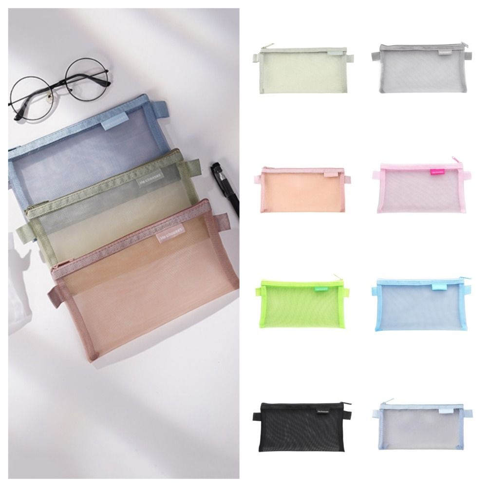 Cute Solid Color Mesh Coin Purse Transparent Lipstick Cosmetic Bag Mini Coin Purse Pen Bag Change Storage Bag Mesh Cosmetic Bag Outdoor