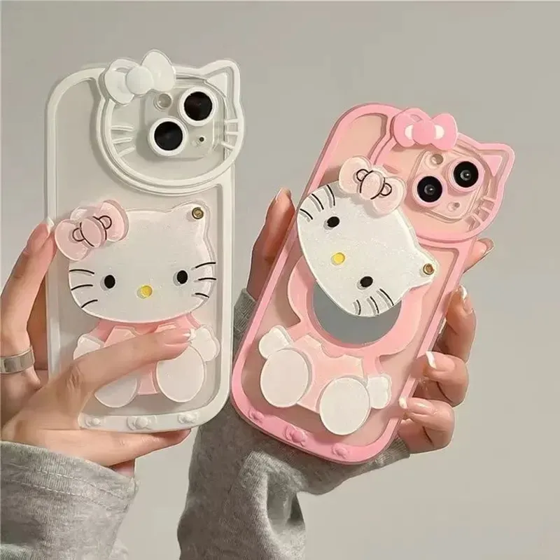 Wenefang Sanrio Hello Kitty Kawaii 3D Cute KT Phone Case for iPhone 15 14 13 Pro Max 11 12 13 Pro XR XS Max 7 8 Plus Girl Y2K कभर