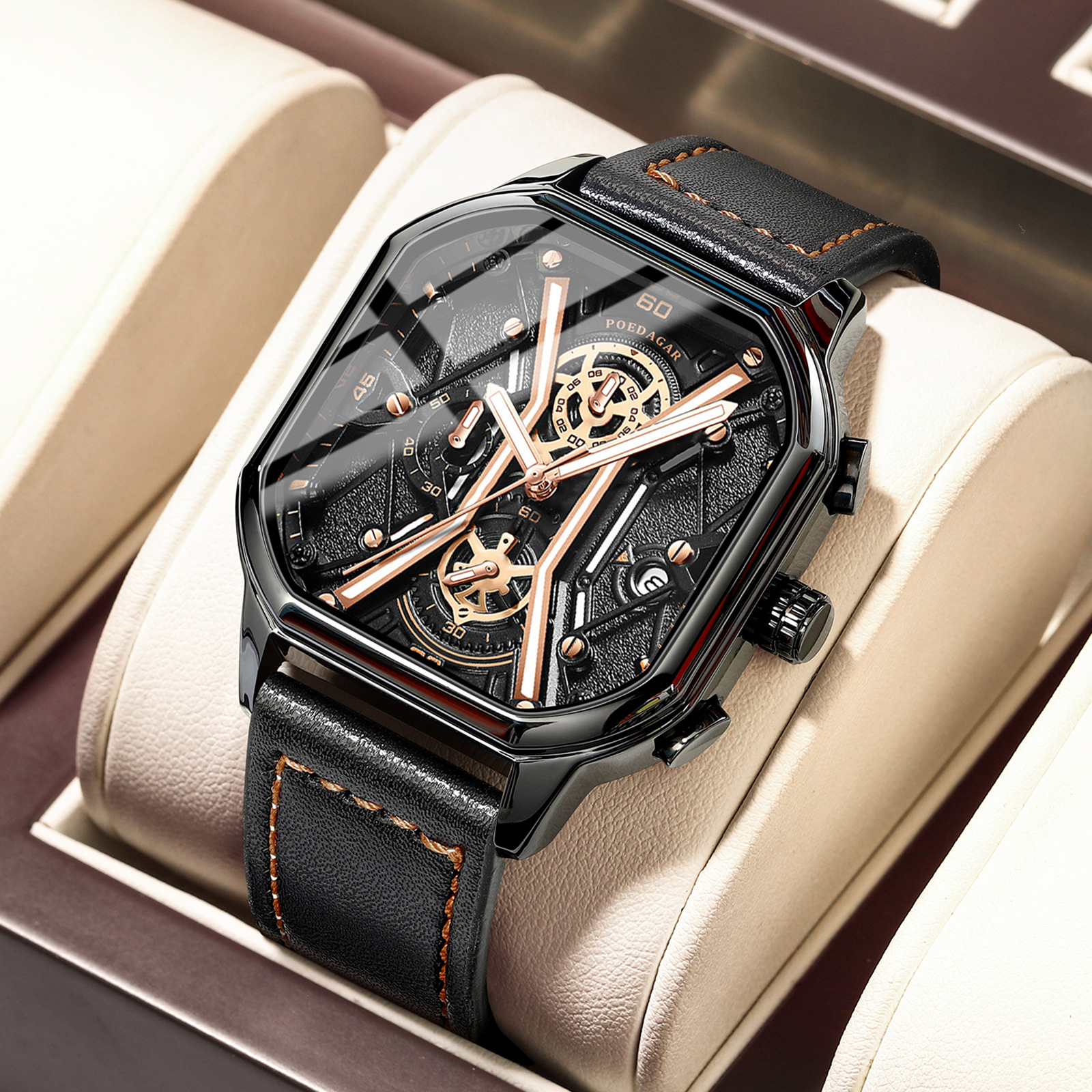 【Recently popular】New multifunction men's watch from Swiss brand - Strong night light quartz watch