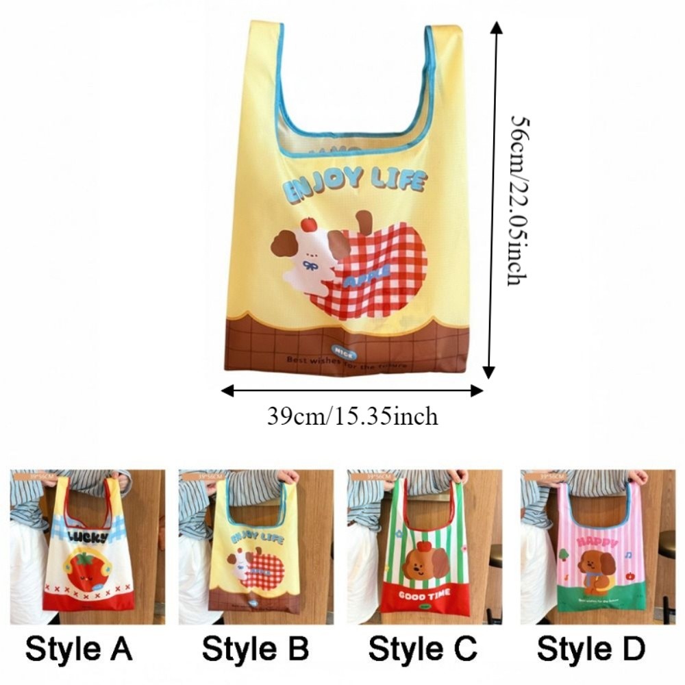 Portable Large Capacity Folding Storage Bag Eco-Friendly Waterproof Cartoon Shopping Bag Reusable Vegetable Storage Bag Supermarket