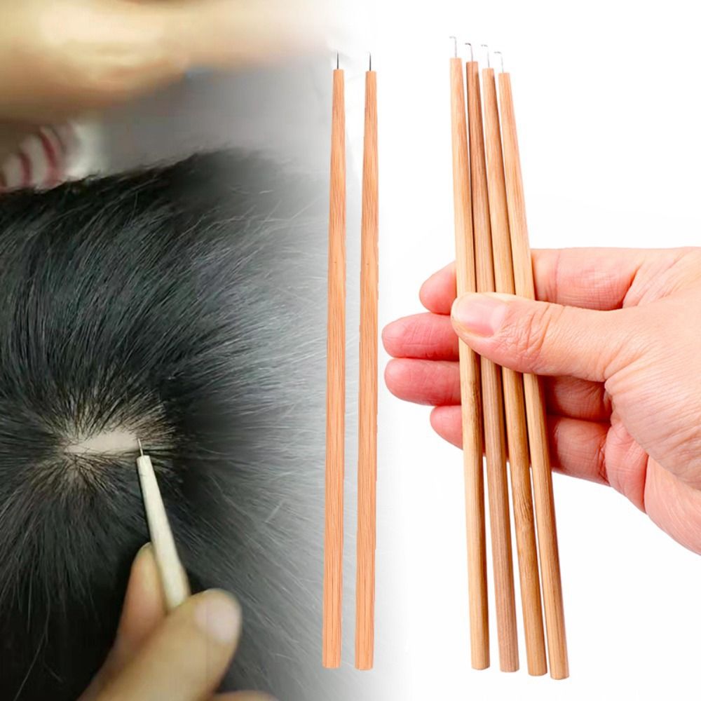Convenient Creative Sturdy Hair Accessories Long Wood Handle Easy To Use Lace Wig Needle Ventilating Needles Hook Wig Making Tools Crochet Needle