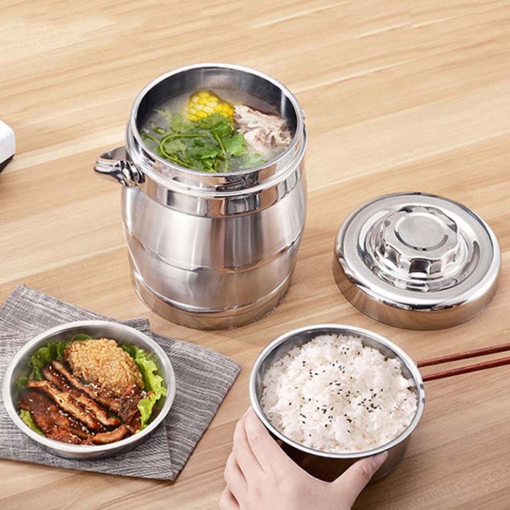Soup Container Stainless Steel Thermos Food Jar Foldable Handle Large Capacity Thermal Lunch Box Leakproof Durable Insulated Pot Outdoor