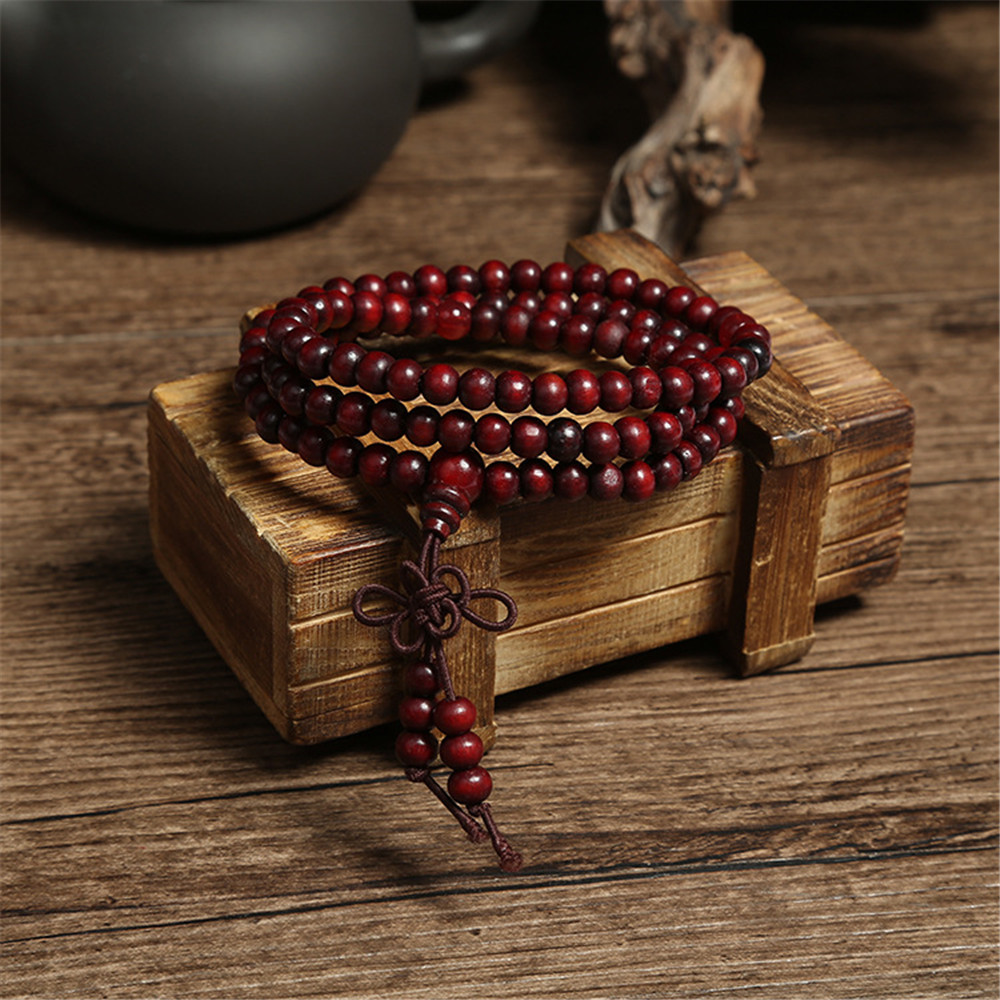 【Exclusive Discount】6mm Natural Sandalwood Bracelets & Bangles For Wo Buddhist Buddha Wood Prayer Bead Mala Unisex Jewelry Bijoux A245
