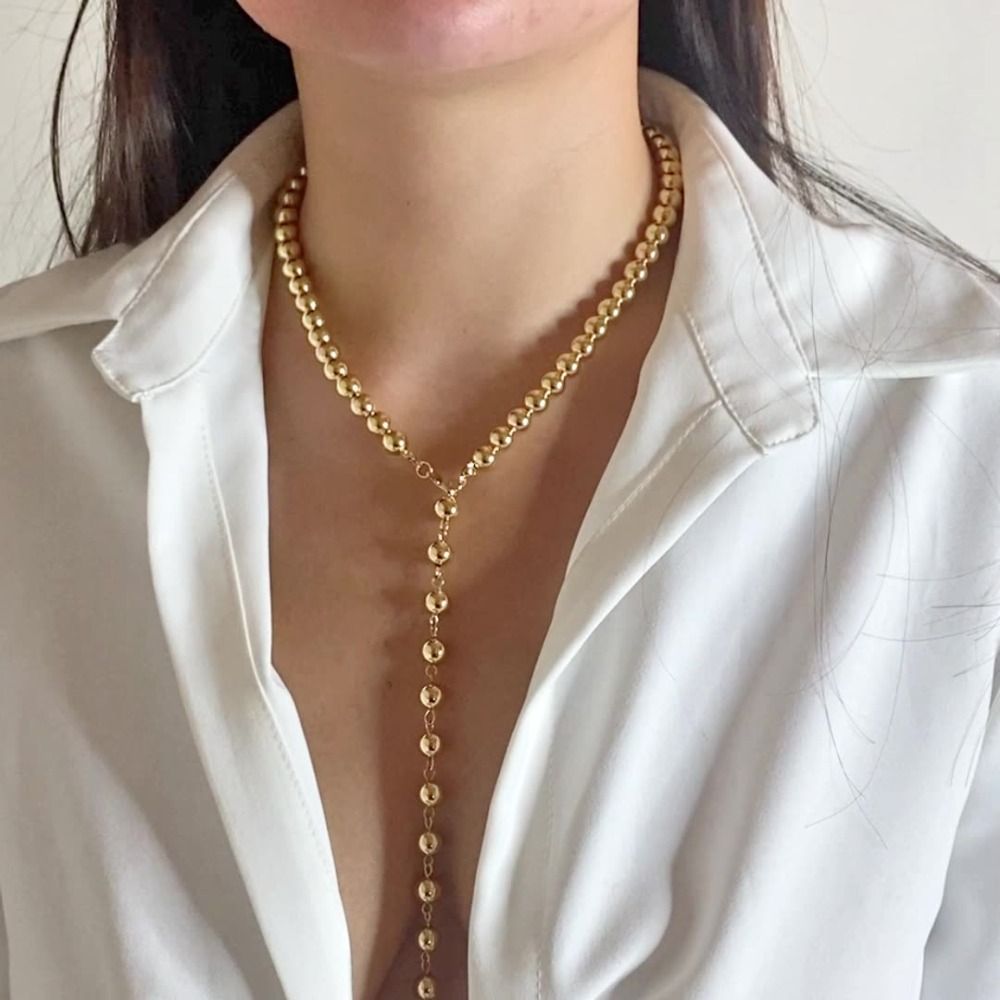 Elegant Bohemian Necklace Long Chain Aesthetic Retro Clavicle Chain Goth Colorful Y-Shaped Necklace Summer Accessories