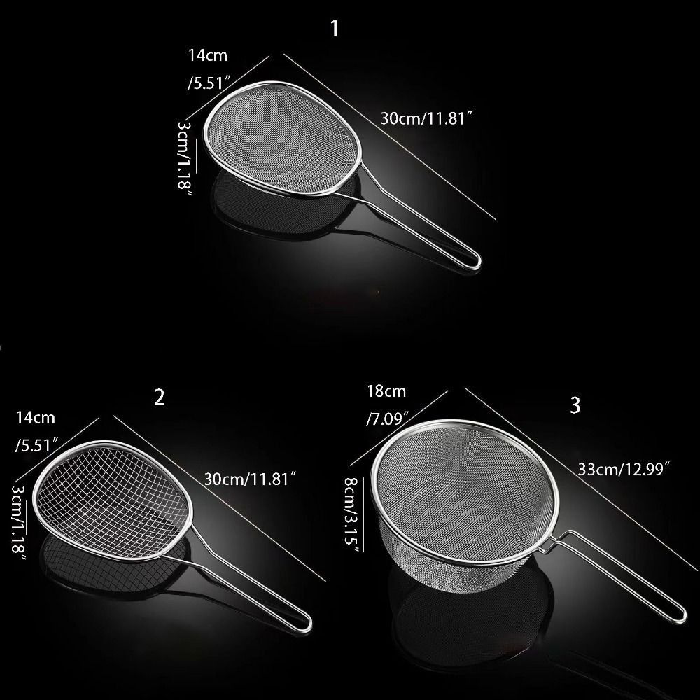Multifunctional Stainless Steel Stainless Steel Strainer Scoop Oval Durable Draining Spoon Convenient Frying Strainer Spoon Baking