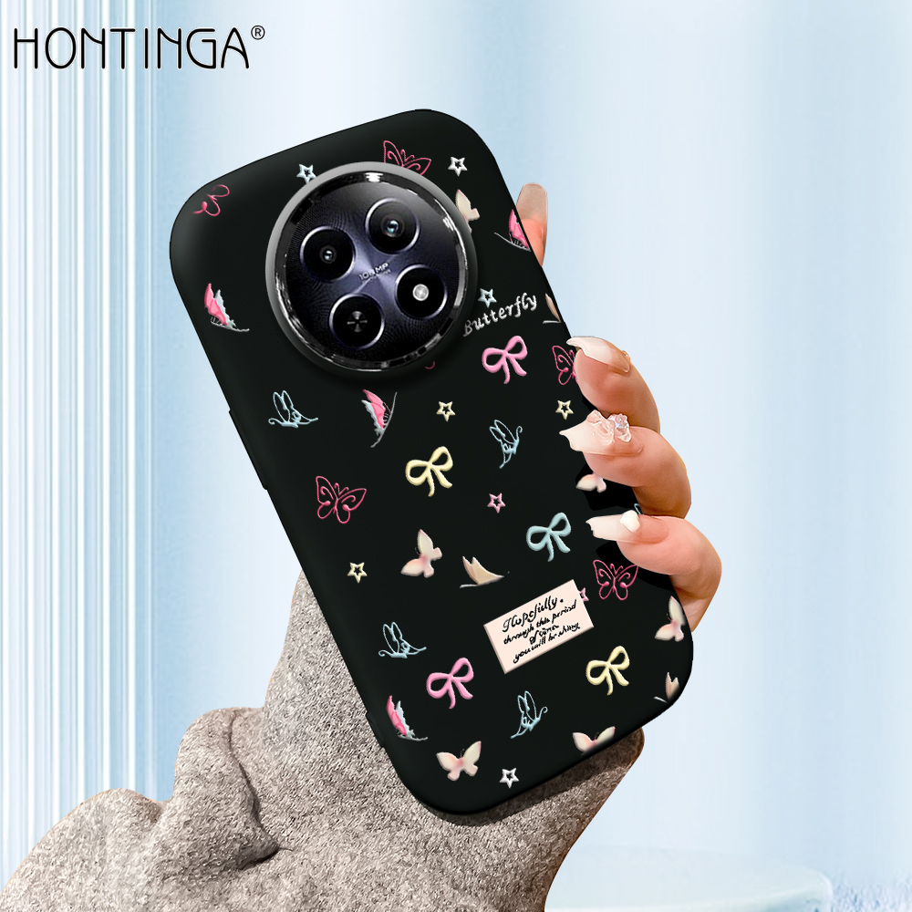Hontinga for Realme 12 Plus Realme 12 Back Cover Luxury Silver Edge Lens Mobile Cover Line Panda Pattern Soft Silicone Phone Case