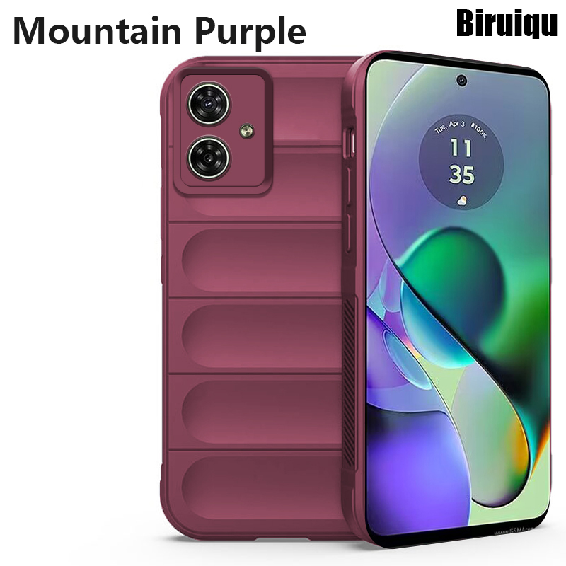 Biruiqu For Motorola Moto G54 Illusionary Shield Silicone Soft Shell Anti-fall And Shock-absorbing Protective Phone Case