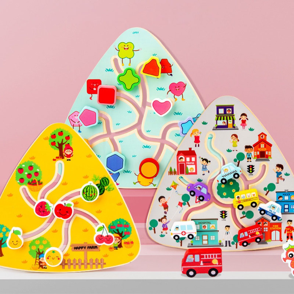 Creative Wooden Children's Maze Walking Board Early Education Multipurpose Montessori Maze Boards Portable Montessori Puzzle Maze Board Toys Parent-child Interactive