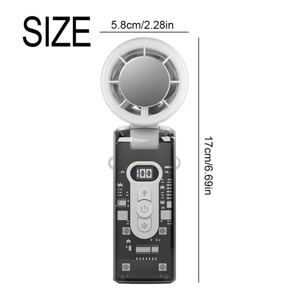 Low Noise Foldable Personal Cooling Fan 100 Speeds Ice Compress Electric Mini Turbo Fan LED Display 3600mAh Mini Handheld Fan Summer