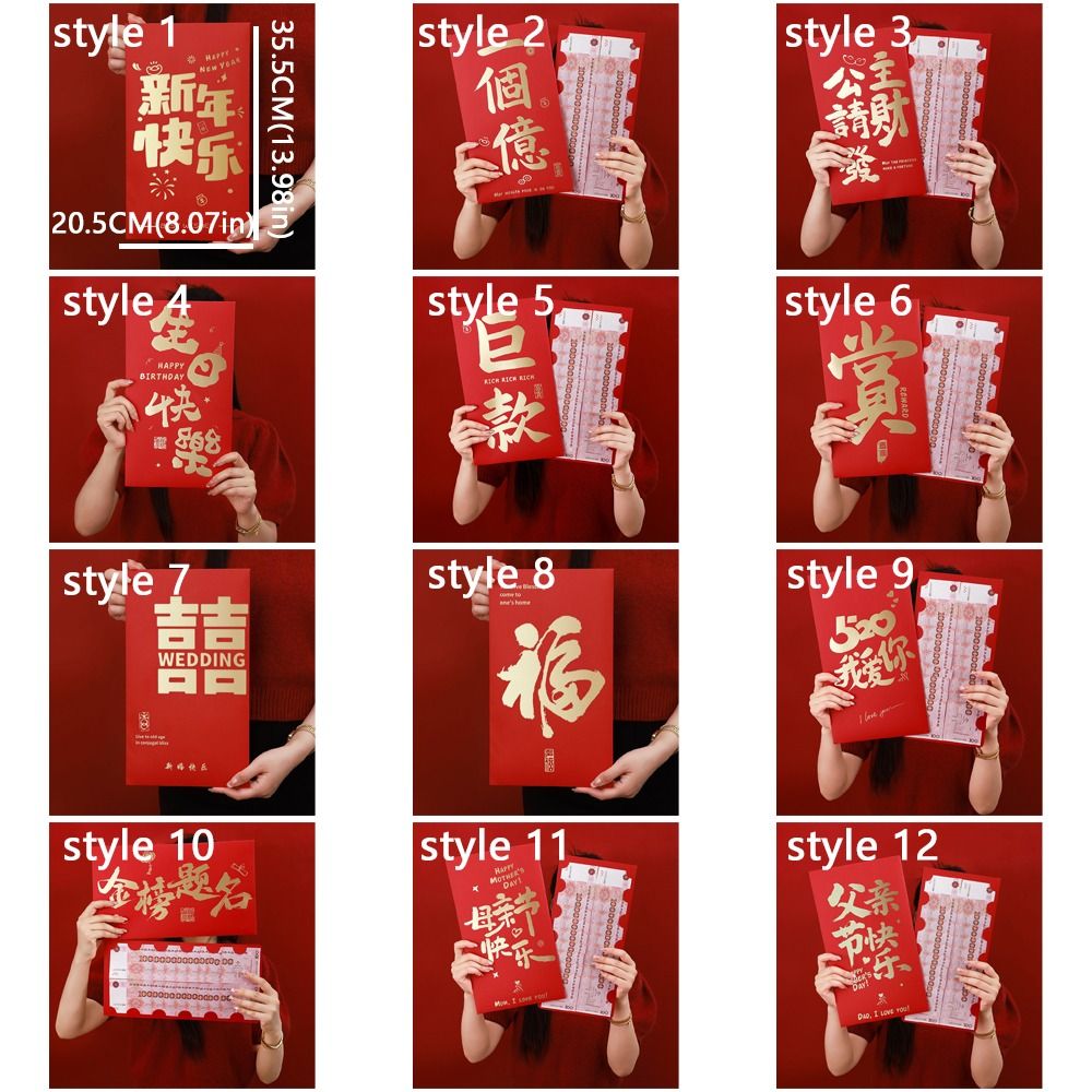 Practical Chinese Style Large Red Envelopes Paper Traditional New Year Red Packet Blessing Large Money Pockets Mother's Day