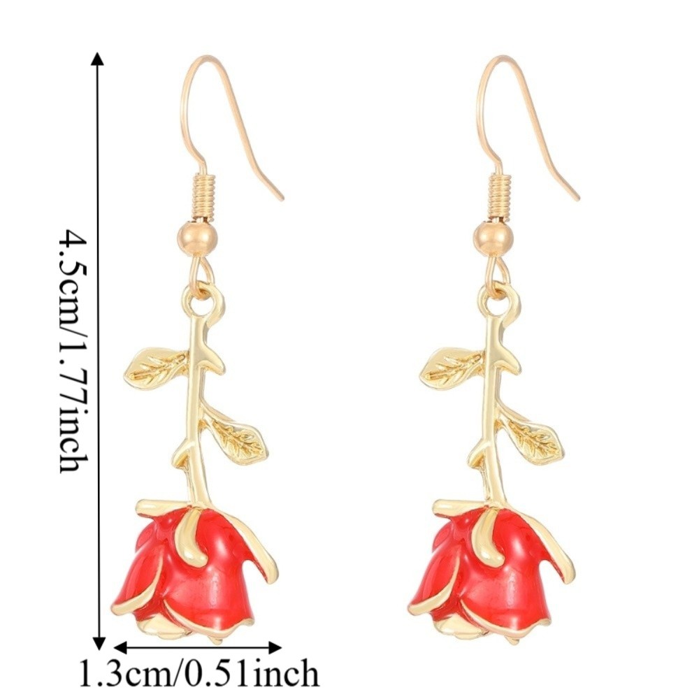 Elegant Color Rose Pendant Earrings Metal Flower Oil-dripping 3D Rose Dangle Earrings Vintage Style Design Fashion Jewelry Gifts