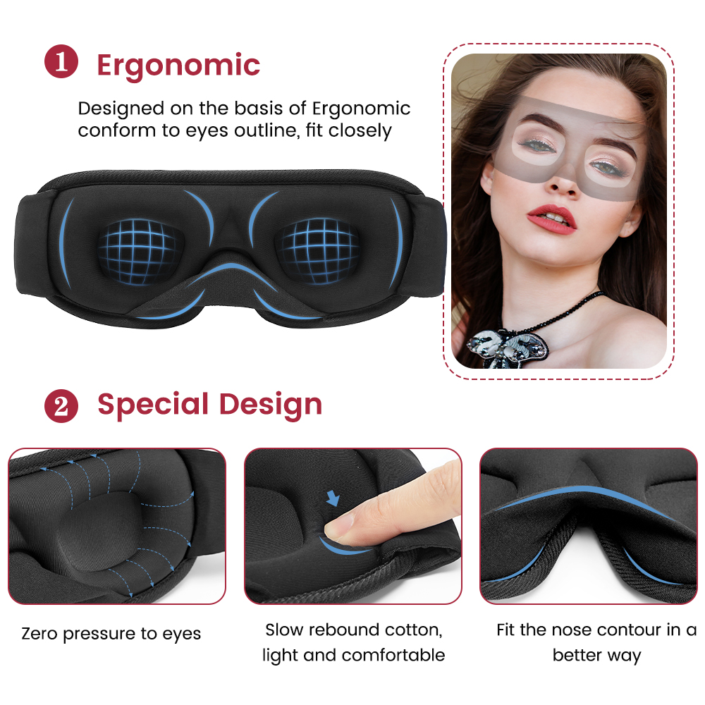 Aweisuan Hot Sale 3D Sleep Eye Mask Portable Light Blocking Soft Pad Sleep Eye Mask Rest Health Assistance Sleep Breathing Sleep Aid Eye Mask