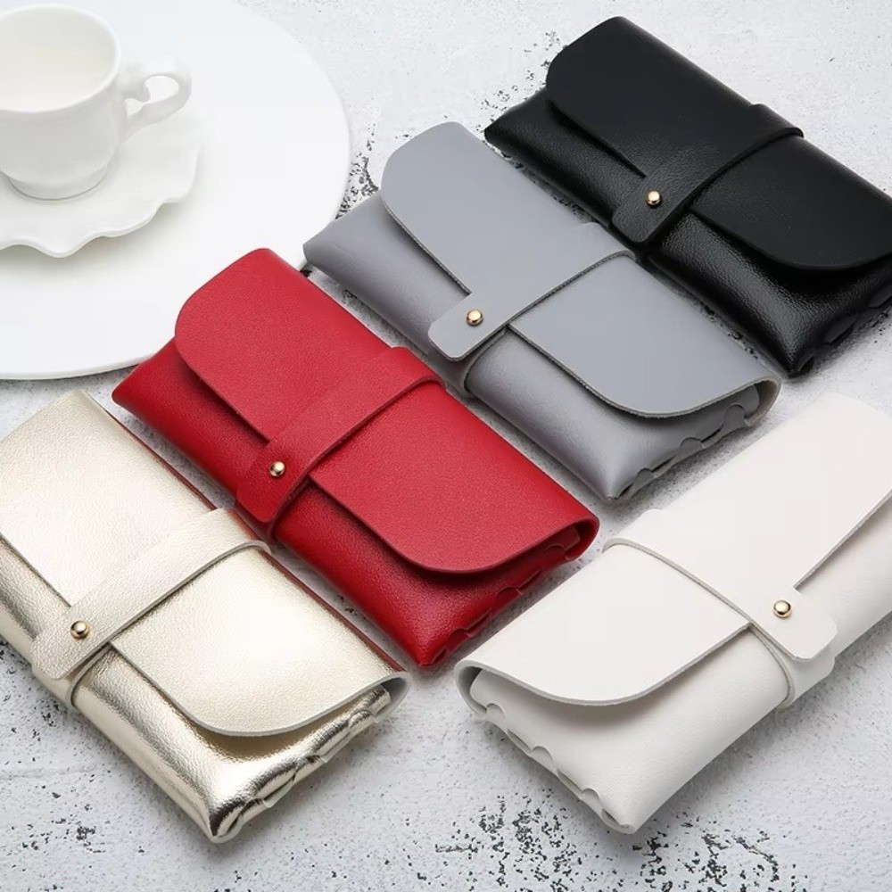 New Handmade Glasses Case Soft Cover Bag Buckle Clamshell Spectacle Case Lightweight PU Leather Glasses Box Women Men
