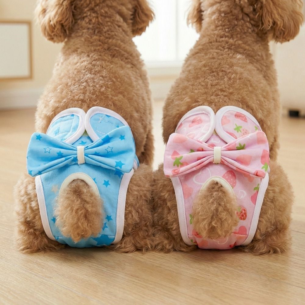 Cute Washable Pet Physiological Pants Cartoon Print Adjustable Dog Diaper Comfortable Breathable Puppy Underpants for Dogs Puppy