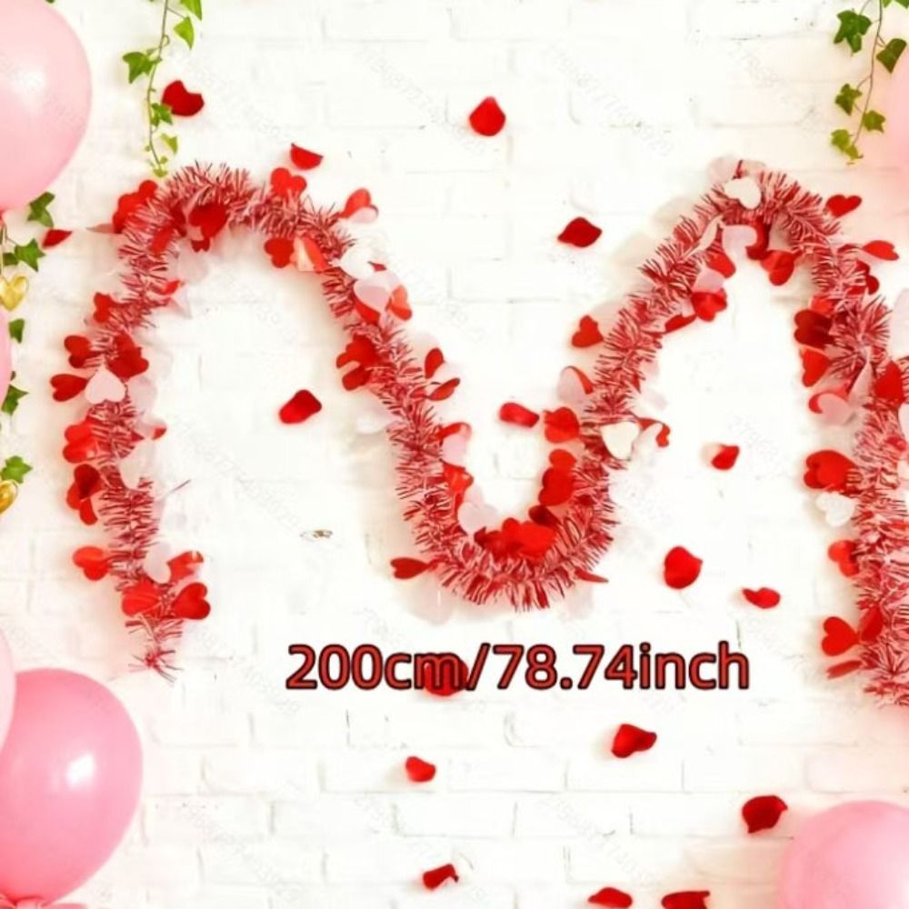Sweet 5M Heart Tinsel Garland DIY Love Sequins Valentines Garland Heart Snowflake Ceiling Decor Hanging Decor Home Decoration