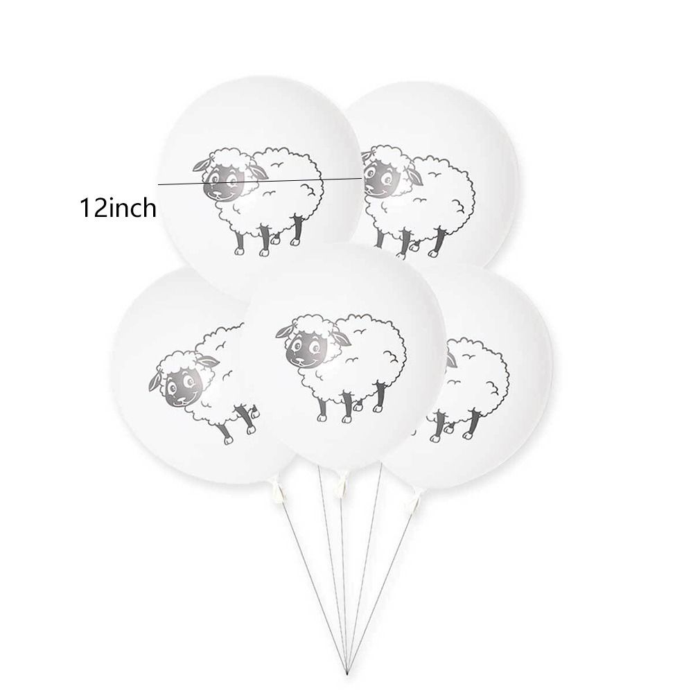 10pcs Kids Toys 12inch White Sheep Latex Balloons Cartoon Inflatable Sheep Print Balloon Cute Thickened Animal Balloons Al-Adha Decor