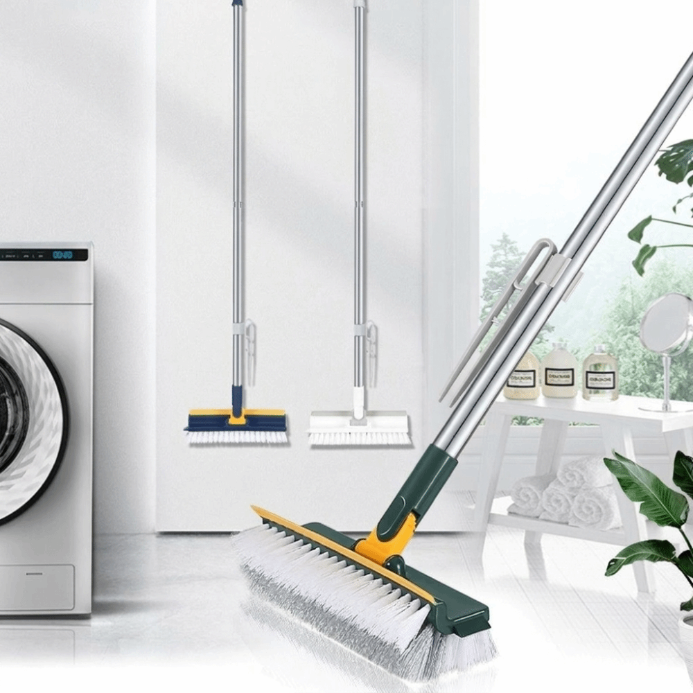 Detachable 5 in Floor Scrub Brush Long Handle Plastic Cleaning Brush V-Shaped Bristles Tile Wiper Brush Floor