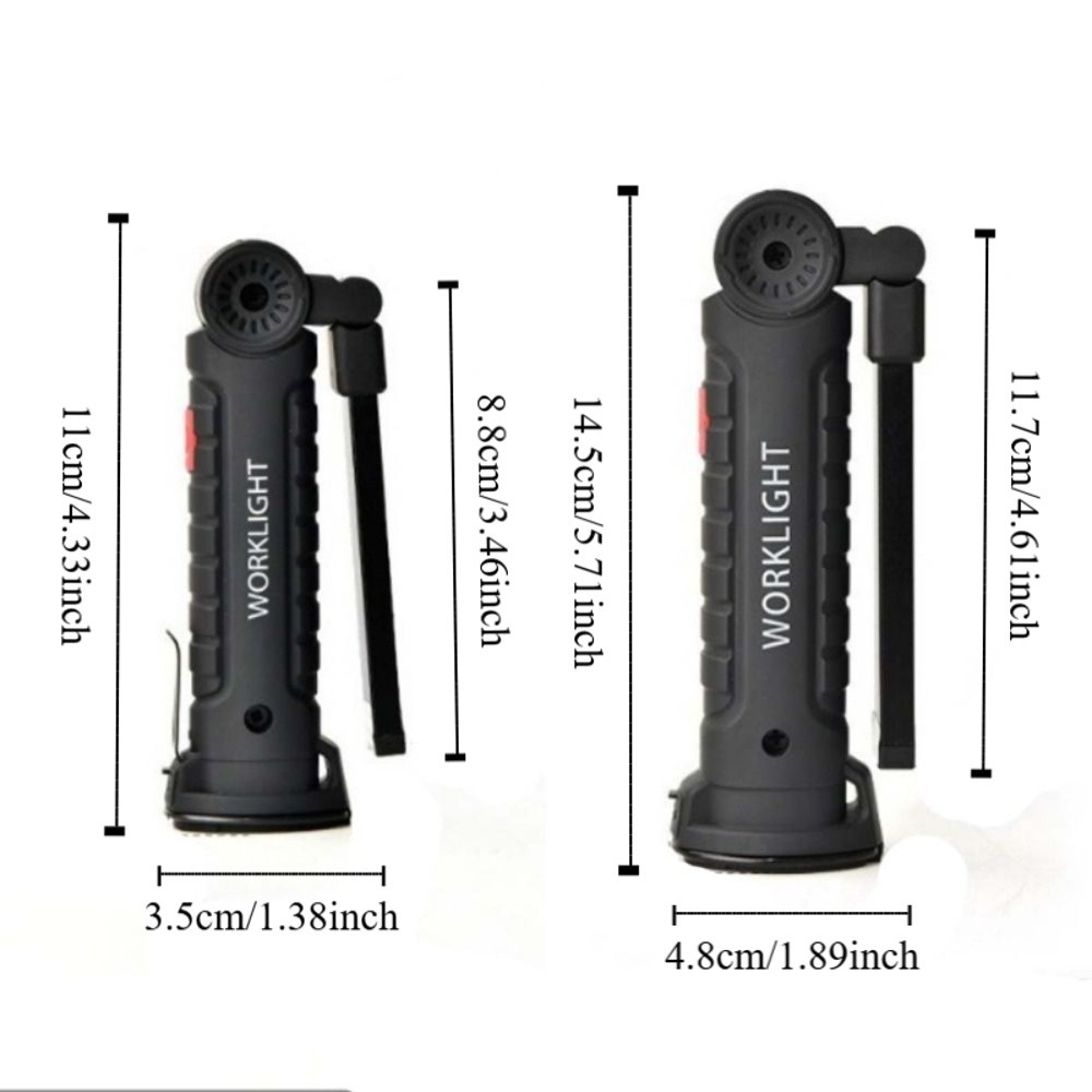 Camping Torch Dimmable COB LED Work Light Waterproof Rechargeable LED Flashlight Portable 360° Rotation Inspection Lamp with Magnetic Hook for Car Repair