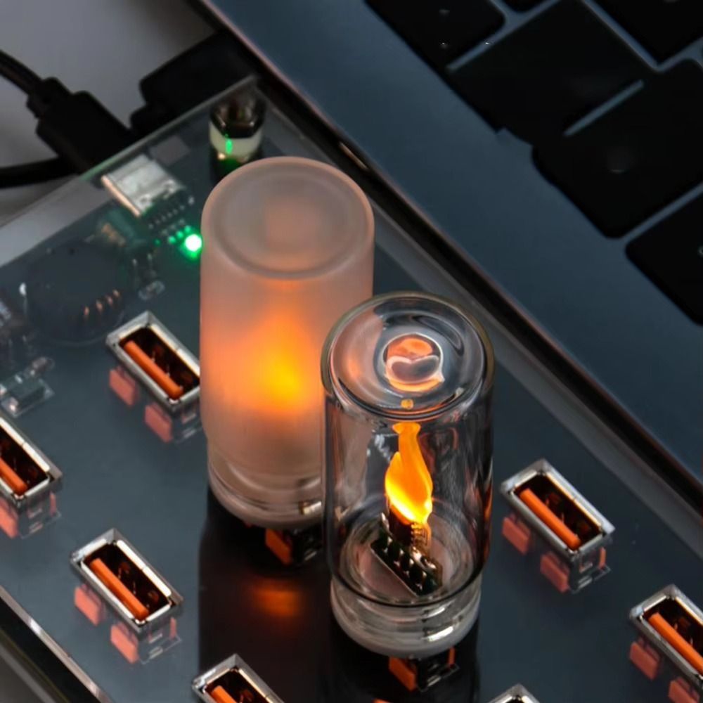 Ambient Light Warm Yellow Bulb LED Filament Night Light Mini Decorations Flame Ambient Light Night Light Creative Atmosphere Display Decorative Lighting Camping