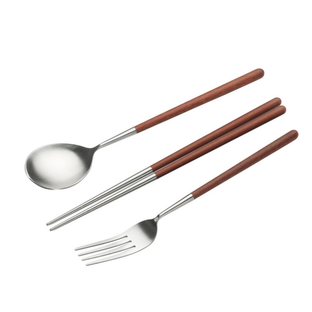 Gift Household Dining Spoon Fork Chopsticks Minimalist Vintage Wooden Dinnerware Long Handle Portable Lunch Tableware Kitchen Accessories