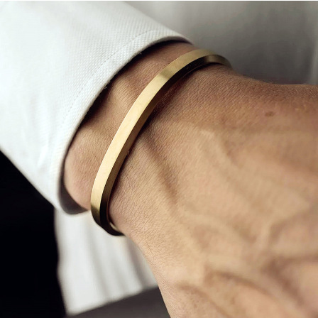 【Special offer】Direct selling dw bracelet 3 color fashion simple titanium steel plated 18k gold c shape open watch accessories bracelet men