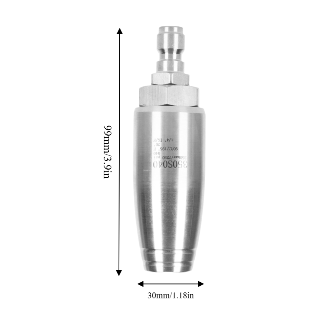 Durable 350bar High Pressure Rotary Nozzle Stainless Steel Silver Rotating Pressure Washer Tip Heavy Duty 1/4inch Pressure Washer Rotating Nozzle Home Cleaning
