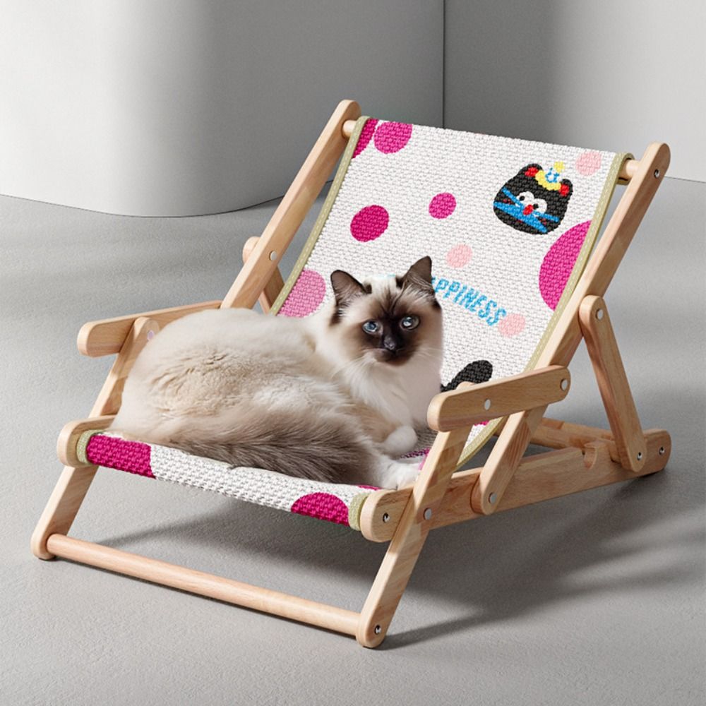 Cat Toys Solid Wood Pet Sofa Bed Sisal Foldable Cat Scratcher Detachable Wear-resistant Cat Scratch Board Sleeping