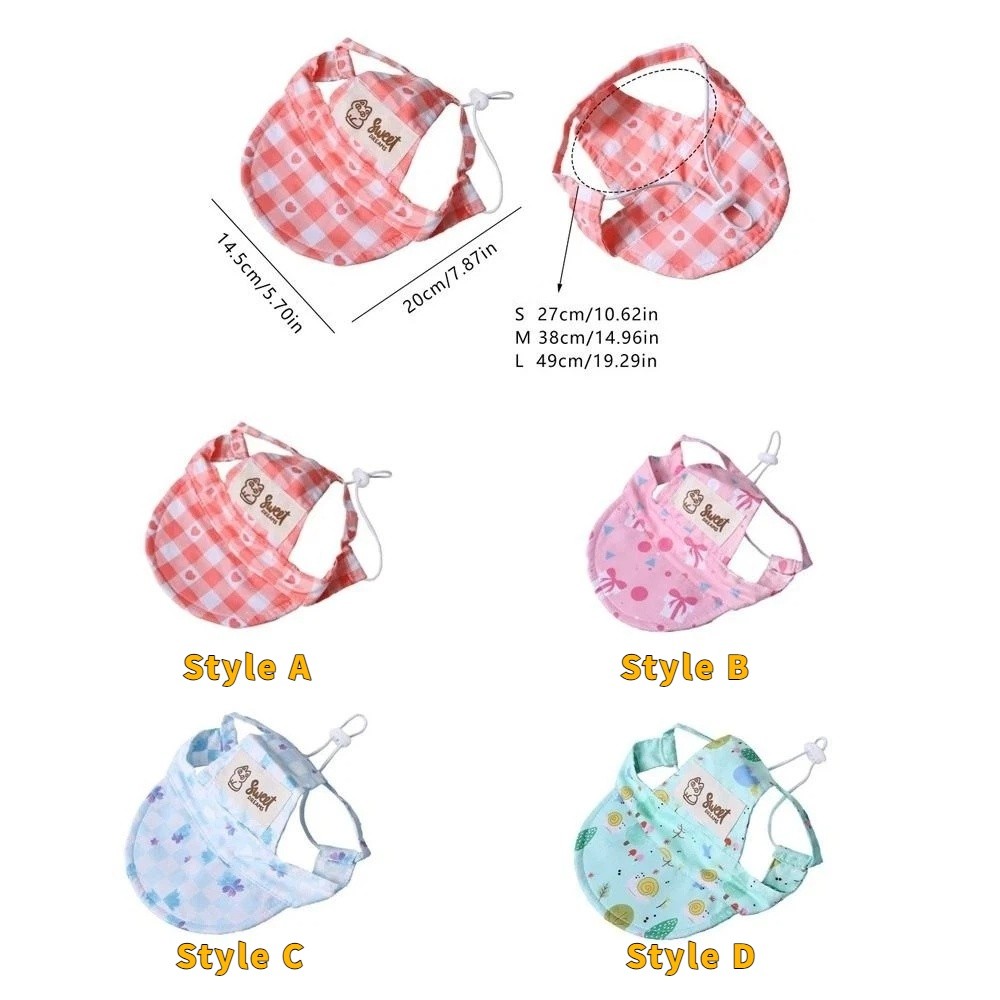 Fashion Adjustable Cat Sunscreen Hat Plaid Print with Ear Holes Dog Baseball Cap Breathable Comfortable Cat UV Protection Hat Walking