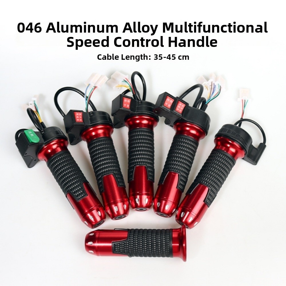 1pair New High/Medium/Low Speed/Forward/Reverse Electric Bike Bicycle Handlebars Red&Black Line length 35/40cm Twist-Throttle Aluminum Alloy Switch handle