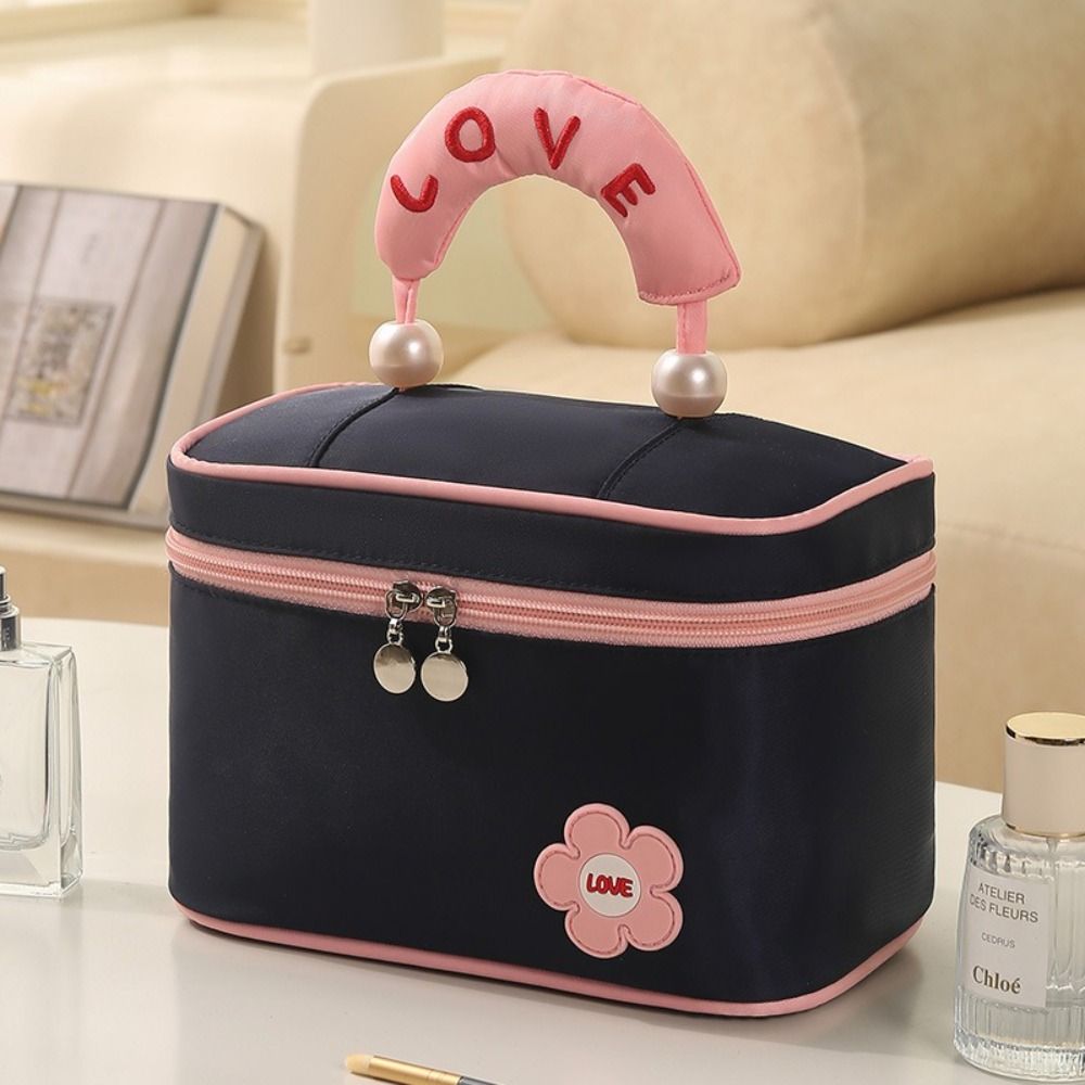 Fashion High Beauty Women Makeup Bag Square Double Zipper Handheld Cosmetic Bag Large Capacity Travel Toiletry Bag Ladies