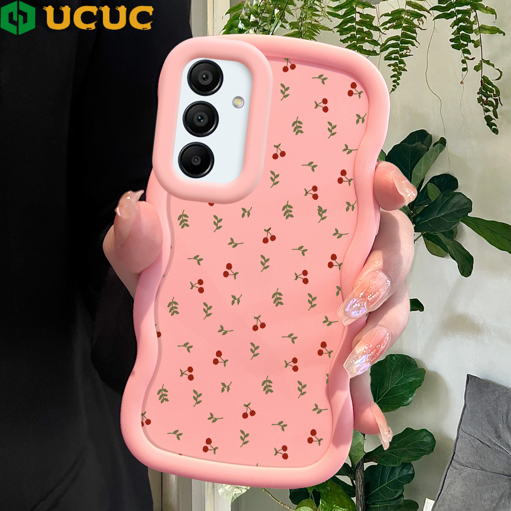 UCUC for Samsung A15 A15 5G Back Cover Little Red Cherry Creative Candy Color Wave Silicon Phone Protective Case