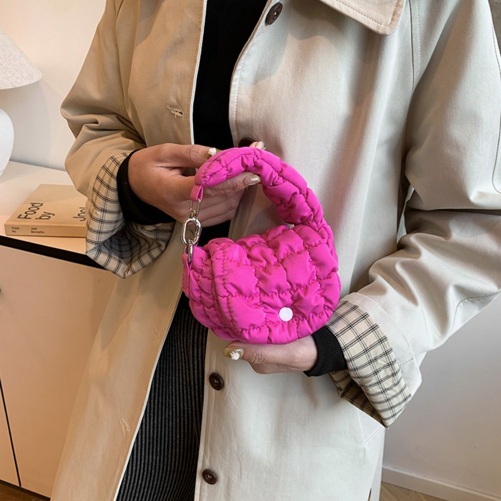 Cute Solid Color Cloud Pleated Coin Purse Quilted Mini Handbag Bag Pendant Sling Hanging Small Wallet Lipstick Earphone Bag