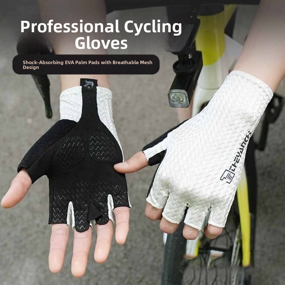 1Pair Sports Gloves Breathable Half-Finger Gloves Anti-Slip Shock Absorption Cycling Bike Gloves Palm Protection Wear-Resistant Bicycle Gloves Fitness
