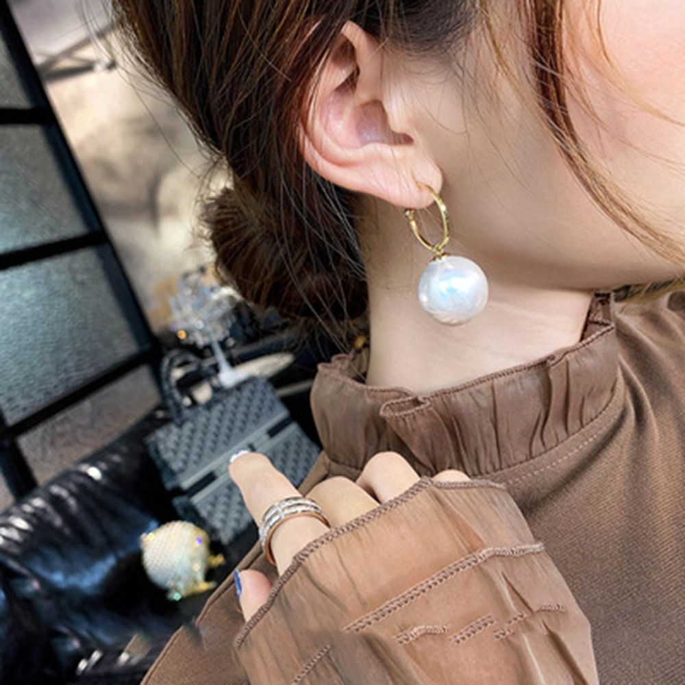Round Fashion Big Ball Stud Earrings Elegant Charm Design Drop Ear Ring High-grade Temperament Ear Stud Banquet Jewelry