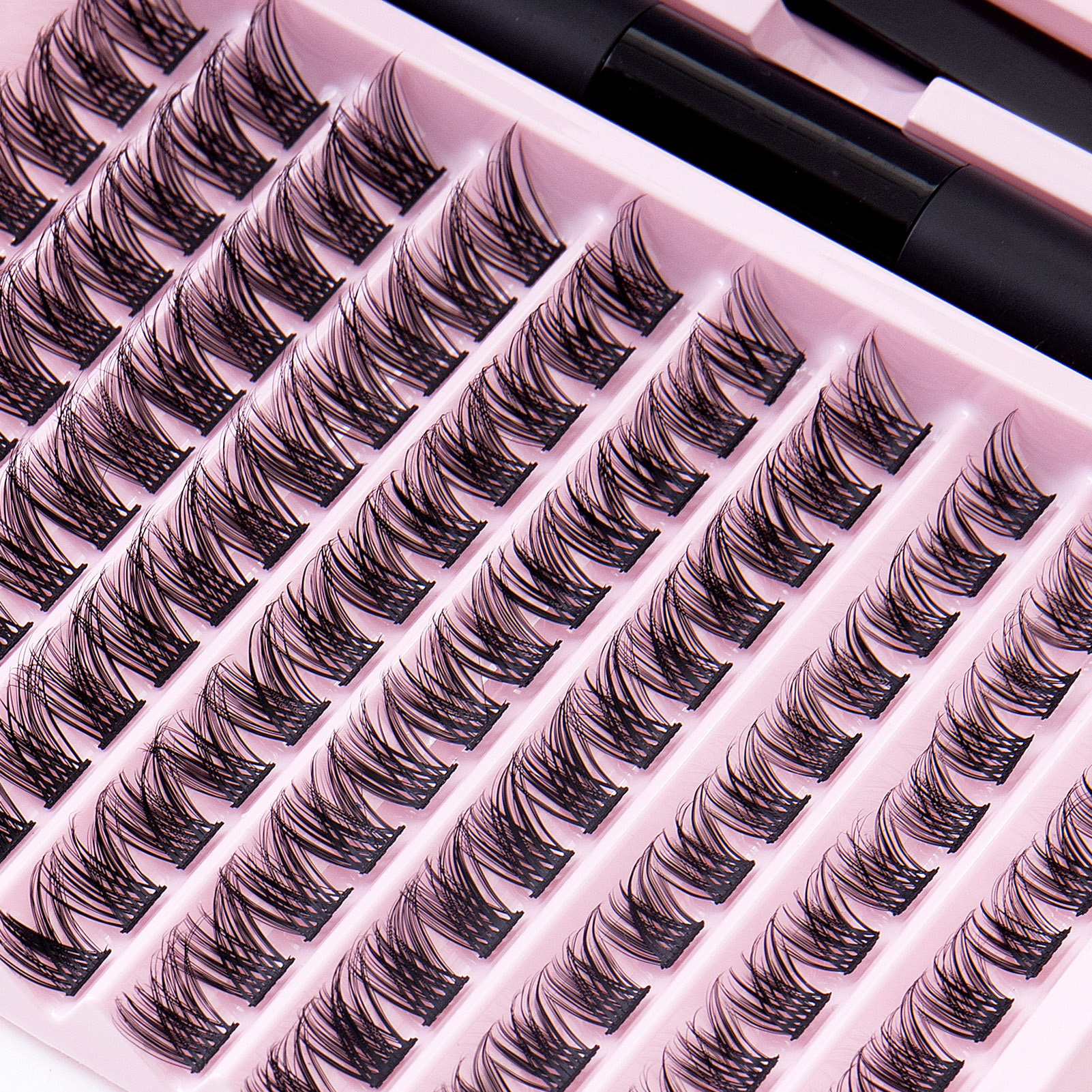 HOT GROINNEYA DIY Eyelash Extension Kit Individual Lashes Cluster Mix Lash D Curl Clusters Lashes Bond and Seal Makeup Tool