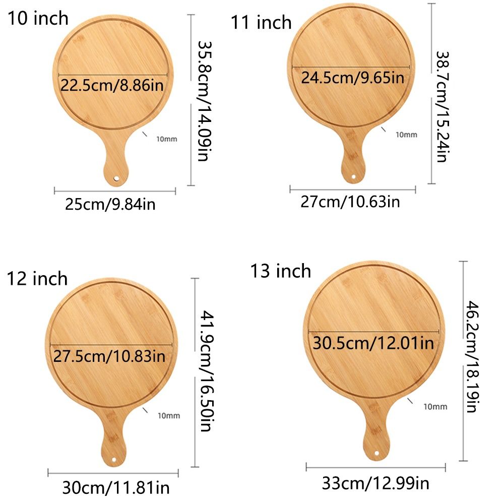 Practical Durable Wooden Pizza Paddle Bamboo with Handle Pizza Making Peel Thicken Round Pizza Baking Tray Fruit