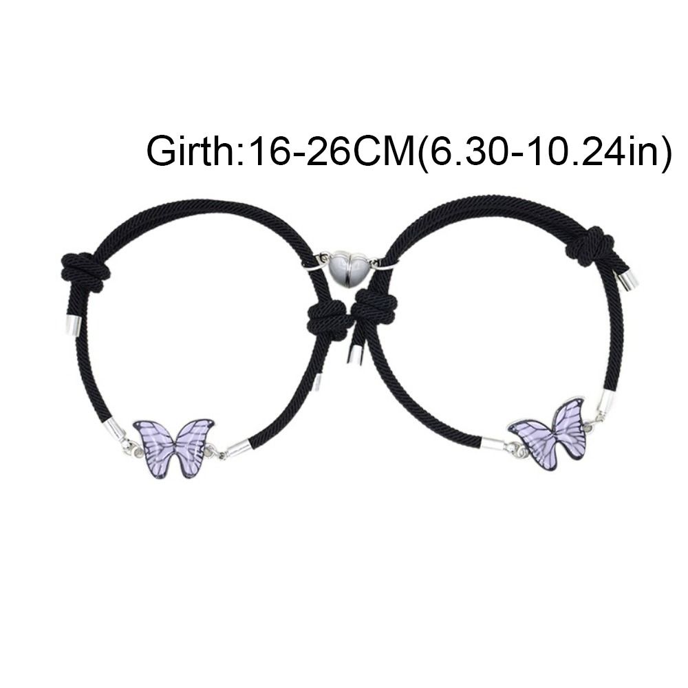 2Pcs/Set Creative Luminous Couple Bracelets Butterfly Jewelry Magnetic Bracelets Pendant Adjustable Heart Beaded Bracelet Men