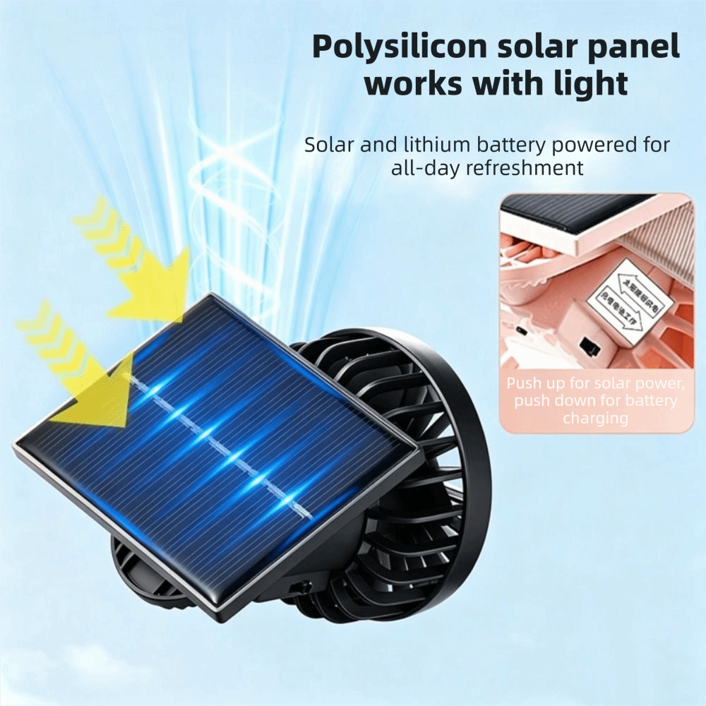 Electric Fan Portable Handheld Fan Lightweight 300/300/800 mAh Battery Solar Powered Fan Cooling Mini Size Hat Fan For Sun Caps