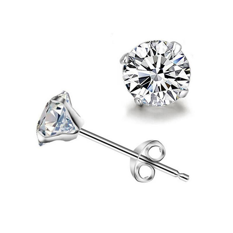 【Exclusive Discount】Crystal Round Stud Earring for Wo Genuine Pure Sterling Silver Jewelry Purple White