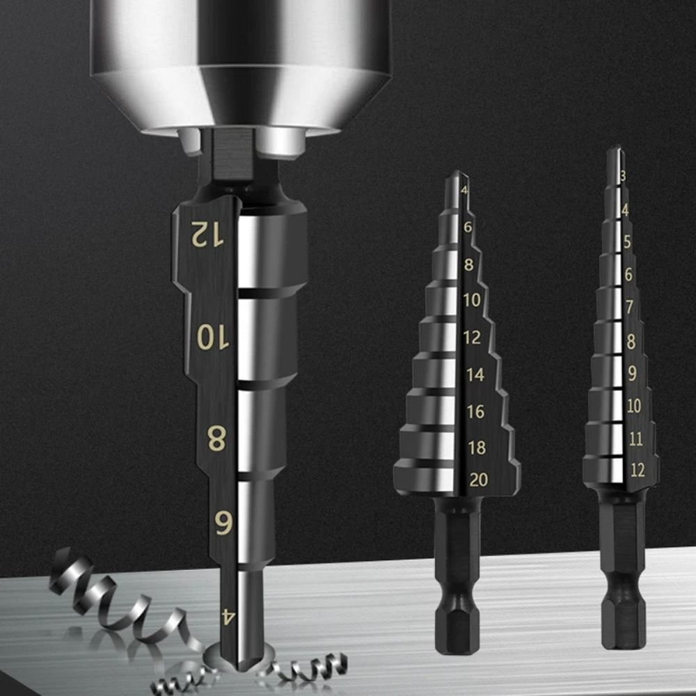 3Pcs Core Drill Bit Set Heavy Duty Step Drill Bit Set Multiple Hole Sizes High Speed Step Drill Bit Precision Hole Drill Bits Wood Drilling