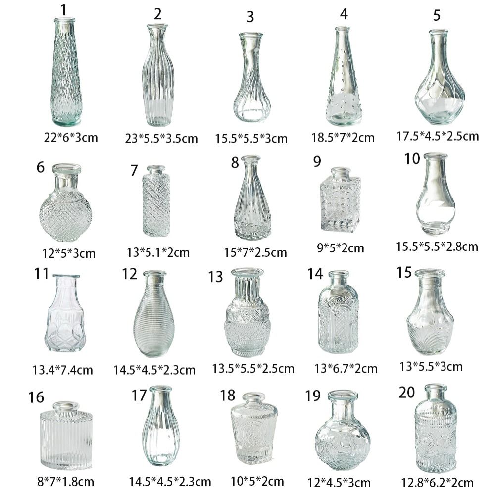 Creative Simple Vintage Embossed Vase Embossed Printing DIY Transparent Hydroponics Vase Glass Creaft Mini Glass Vase Wedding Party