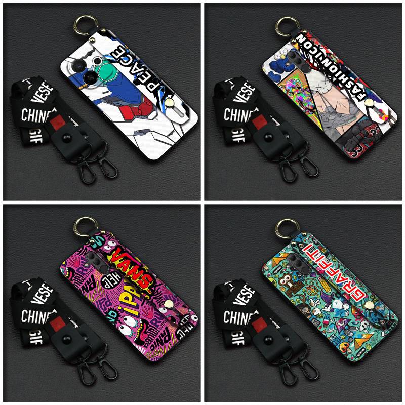 Silicone Back Cover Phone Case For Tecno Spark30C 5G/POP9 5G Dirt-resistant Phone Holder Kickstand Lanyard Personality