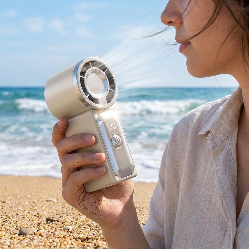Lightweight LED Display Portable Mini Fan Turbo Fan High Speed Electric Fan Ultra-Quiet Powerful Wind Pocket Small Fan Home