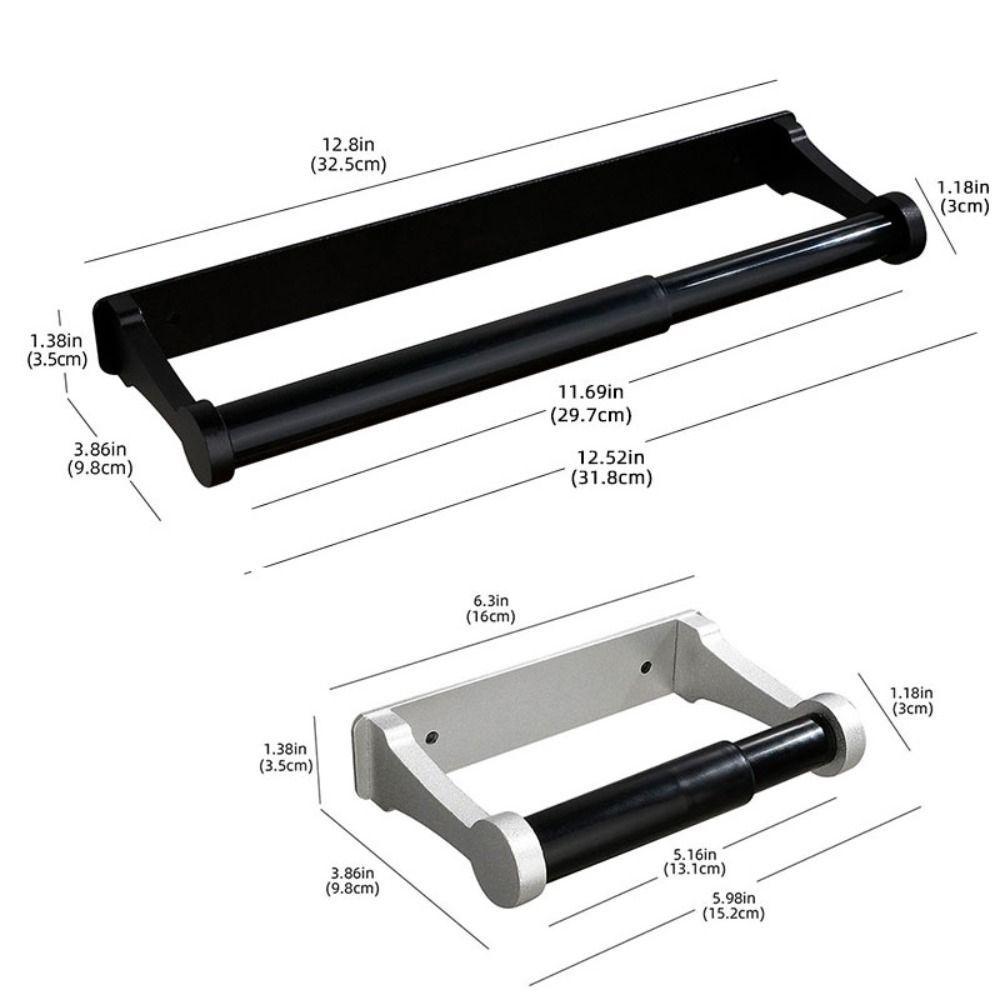 Roll Rack Stainless Steel Paper Towel Holder Heavy Duty Black Toilet Roll Holder Space Aluminum Square Cabinet Tissue Paper Holder Bathroom Use