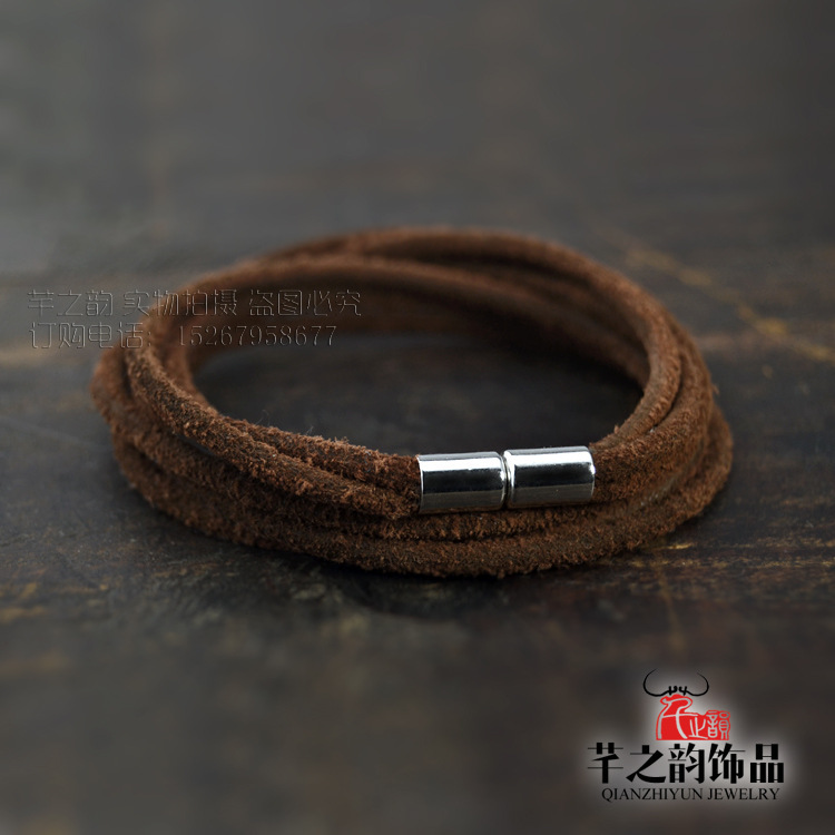 【Innovative designs】Leather Vegetable Tanned Leather Frosted Leather Bracelet Men's Magnetic Buckle Mineral Soft Leather