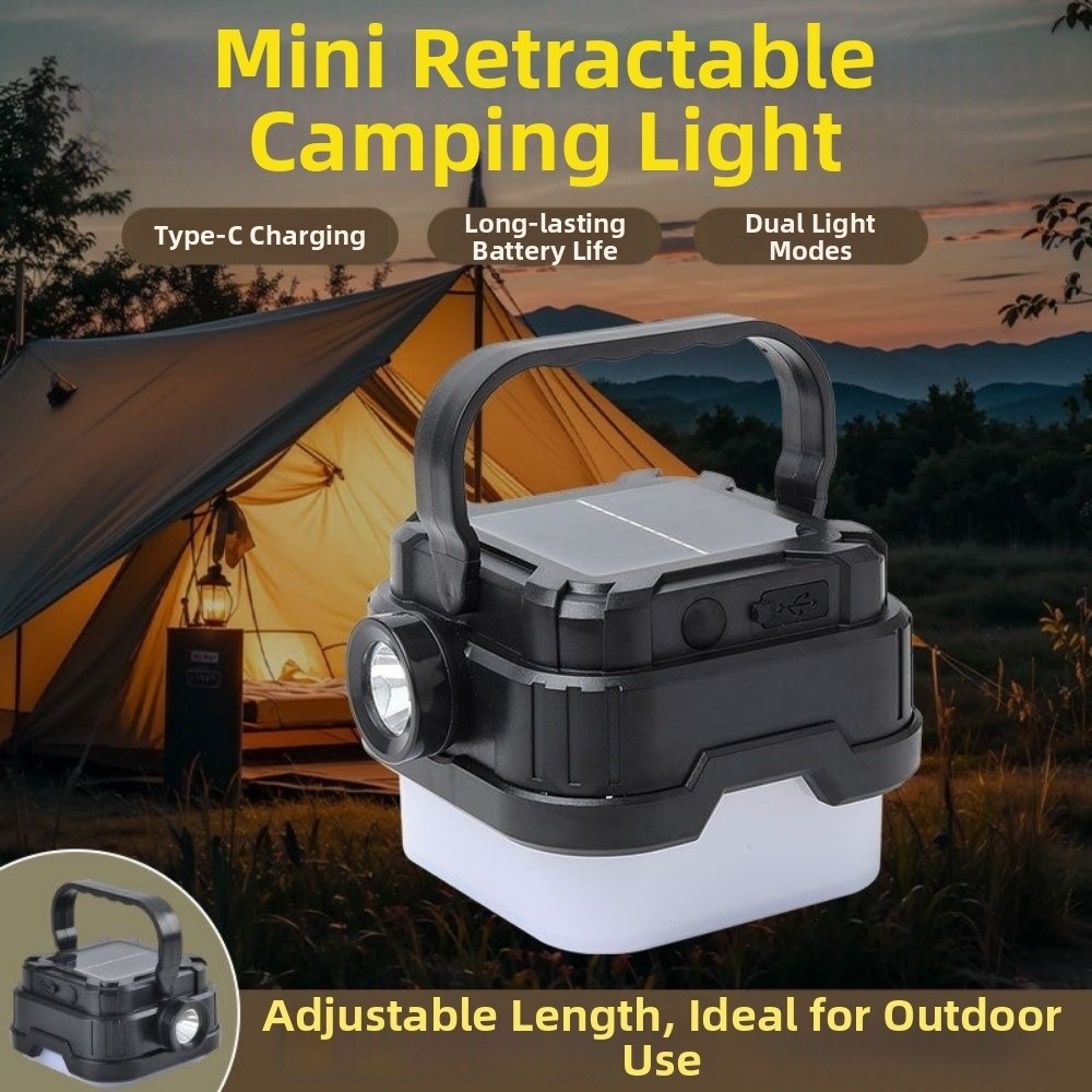 Portable Multi-Function Solar Camping Lamp Adjustable LED Lithium Battery Emergency Light Square Design Waterproof Outdoor Tent Lamp Tent Lighting