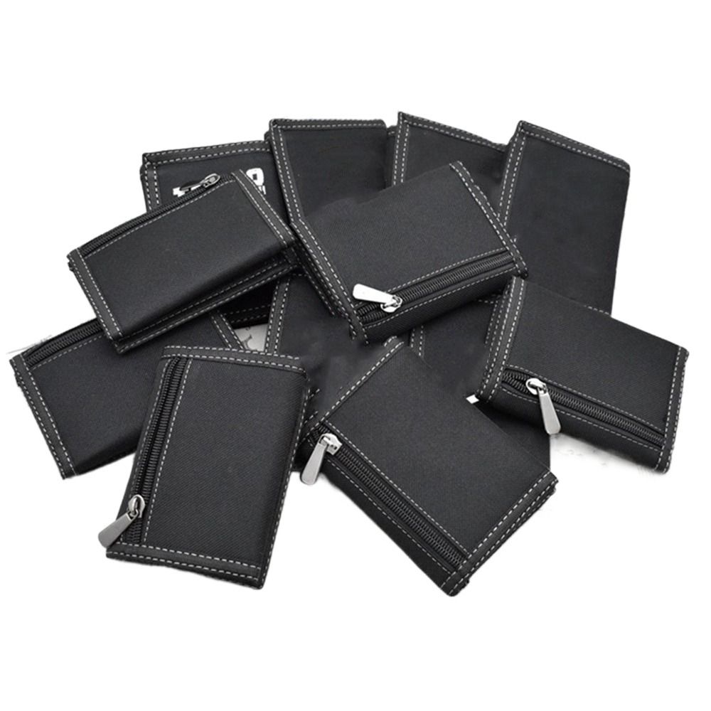 Portable Black Men's Short Wallet Touch Fastener Leisure 3 Fold Purse Durable Multi-position Male Oxford Cloth Purse Male