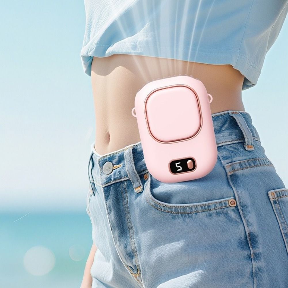 Mini Rechargeable Waist Clip Fan LED Display Lightweight Hanging Neck Fan Turbo Ultra Quiet Hands Free Air Conditioner Cooler Fan Student Use