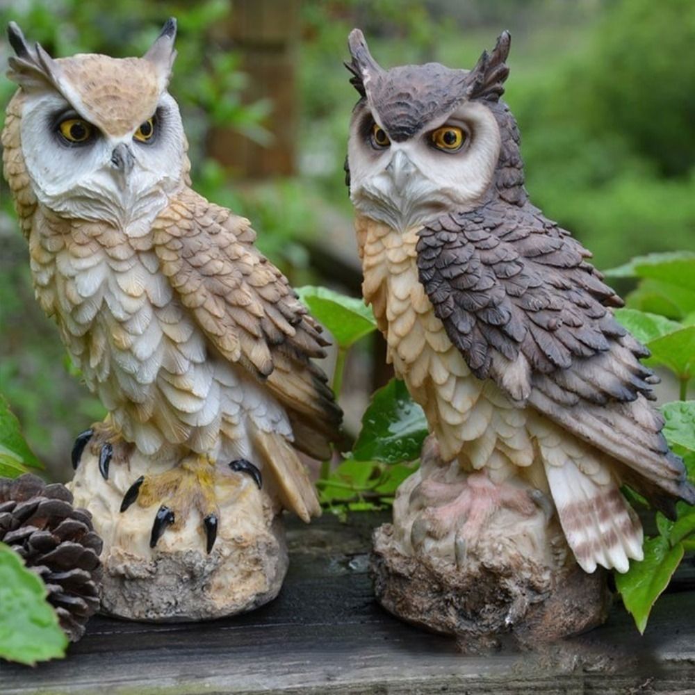 Animal Sculpture Anti-bird Owl Statue Cute Waterproof Owl Figurines Handmade Resin Garden Owl Decorations Garden
