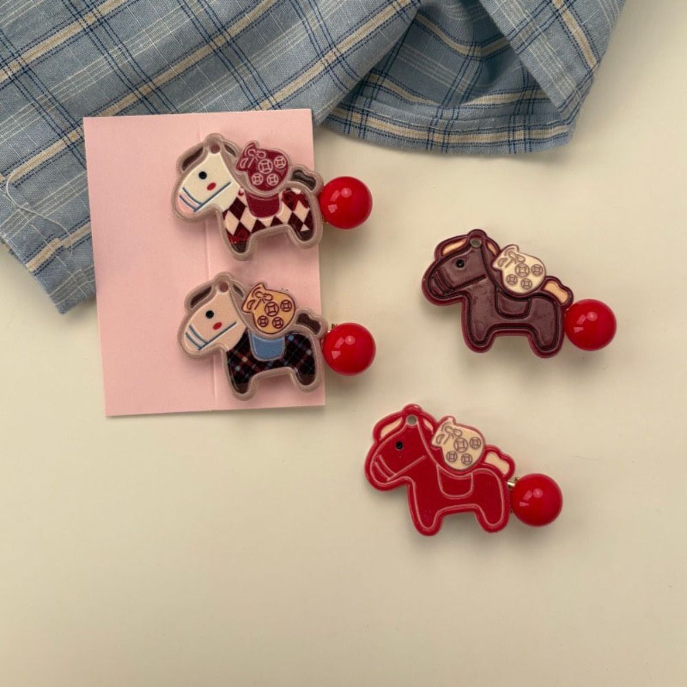 9pcs Cute Good Pony Hair Clip Cartoon Horse New Year Hairpin 2026 Year of the Horse Chinese Style New Year Hair Accessory Festive Occasions